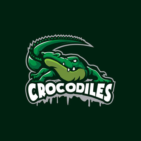 Crocodile mascot logo design vector with modern illustration concept style for badge, emblem and t shirt printing. Angry crocodile illustration for sport and esport team.のイラスト素材
