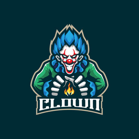 Clown mascot logo design vector with modern illustration concept style for badge, emblem and t shirt printing. Smart clown illustration.のイラスト素材