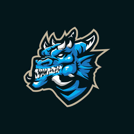 Dragon mascot logo design vector with modern illustration concept style for badge, emblem and t shirt printing. Angry dragon illustration for sport and esport team.のイラスト素材