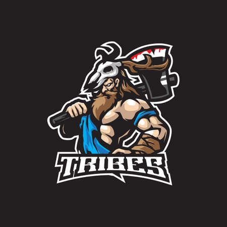 Tribe mascot logo design vector with modern illustration concept style for badge, emblem and t shirt printing. Tribe illustration for sport and esport team.のイラスト素材