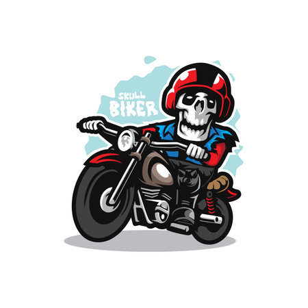 Skull mascot logo design vector with concept style for badge, emblem and t shirt printing. Skull bikers illustration.のイラスト素材