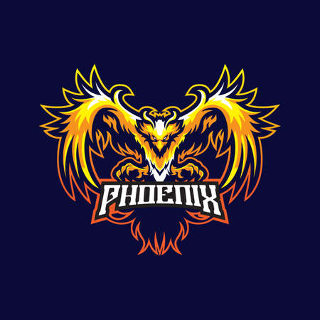 Phoenix mascot logo design vector with modern illustration concept style for badge, emblem and t shirt printing. Angry phoenix illustration for sport and esport team.のイラスト素材