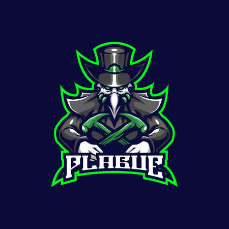 Plague mascot logo design vector with modern illustration concept style for badge, emblem and t shirt printing. Plague illustration for sport and esport team.のイラスト素材