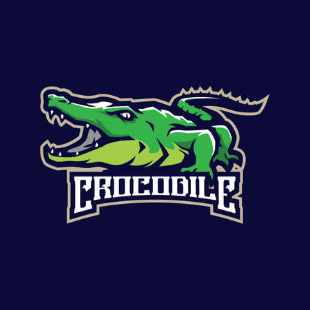 Crocodile mascot logo design vector with modern illustration concept style for badge, emblem and t shirt printing. Angry crocodile illustration for sport and esport team.のイラスト素材