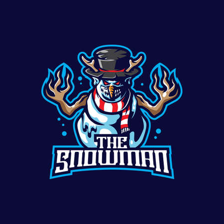Snowman mascot logo design vector with modern illustration concept style for badge, emblem and t shirt printing. Angry snowman illustration for sport and esport team.のイラスト素材