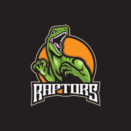 Raptor mascot logo design vector with modern illustration concept style for badge, emblem and t shirt printing. Angry raptor illustration for sport team.のイラスト素材