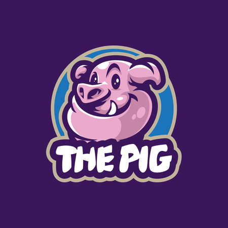 Pig mascot logo design with modern illustration concept style for badge, emblem and t shirt printing. Pig head illustration.のイラスト素材