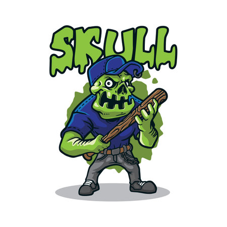 Skull mascot logo design with modern illustration concept style for badge, emblem and t shirt printing. Skull bandits illustration.のイラスト素材