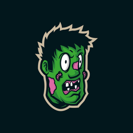 Zombie mascot logo design vector with modern illustration concept style for badge, emblem and t shirt printing. Zombie head illustration.のイラスト素材