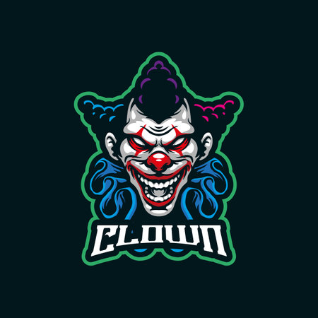 Clown mascot logo design vector with modern illustration concept style for badge, emblem and t shirt printing. Angry clown illustration.のイラスト素材
