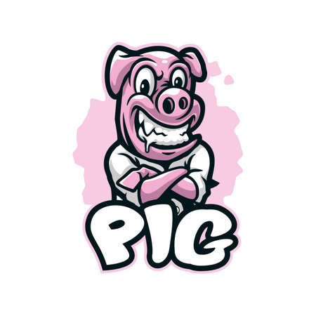 Pig mascot logo design vector with modern illustration concept style for badge, emblem and t shirt printing. Smart pig illustration.のイラスト素材