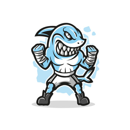 Shark mascot logo design vector with modern illustration concept style for badge, emblem and t shirt printing. Angry shark illustration.のイラスト素材