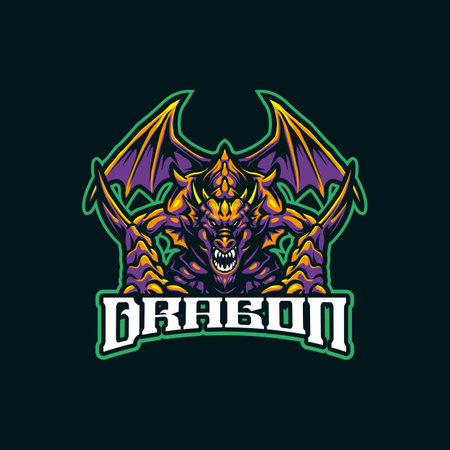 Dragon mascot logo design vector with modern illustration concept style for badge, emblem and t shirt printing. Dragon illustration for sport and esport team.のイラスト素材