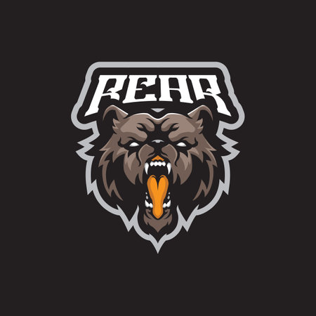 Bear mascot logo design vector with modern illustration concept style for badge, emblem and t shirt printing. Bear head illustration for sport and esport team.のイラスト素材