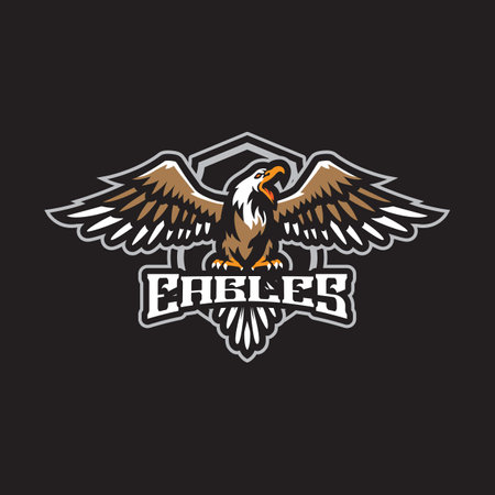 Eagle mascot logo design vector with modern illustration concept style for badge, emblem and t shirt printing. Angry eagle illustration for sport and esport team.のイラスト素材
