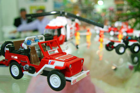 Closeup of toy car on display in a store.の写真素材