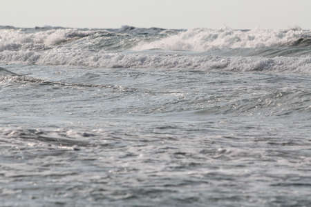 Sea waves on the shore of the Mediterranean Sea. Close-up.の写真素材