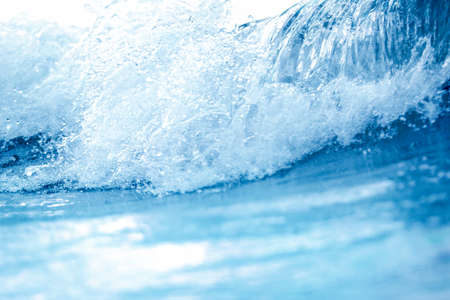 Blue water wave background. Close-up of blue water wave.