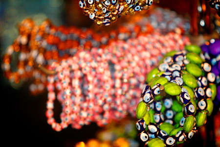 Colorful beads for sale at a market in Istanbul, Turkey.