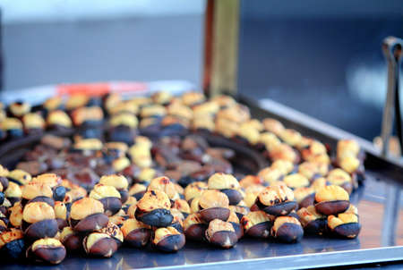 chestnuts on the table in the street food market, close upの写真素材