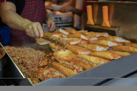 Street food. Street food stall with a variety of street food.の写真素材