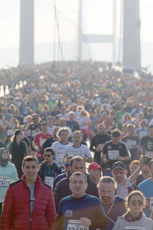 Unidentified people at a marathon.の写真素材