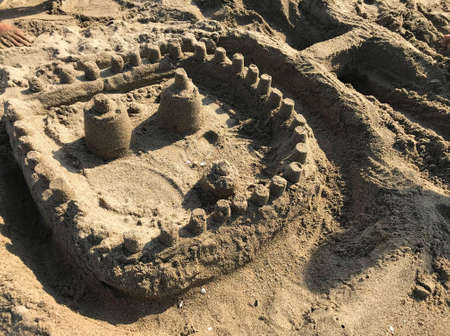 Sandcastles on the beach of the Baltic Sea in Poland.の写真素材