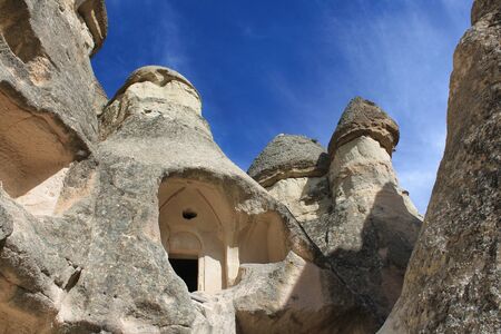 Cappadocia's Famous Fairy Chimneys: The landscape of carved-out towering rock formations in Anatolia, Turkeyの写真素材