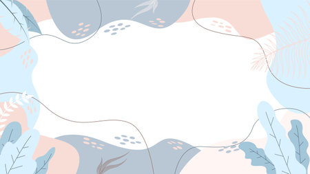 leaf boho abstract liquid background color blue bohemian style template vectorのイラスト素材