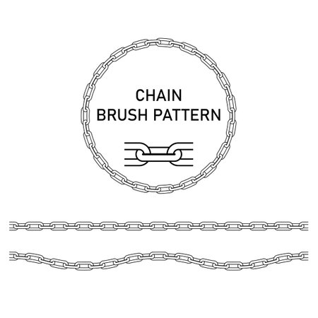 Chains. Vector illustration. Chain icons, parts, circles of chains metal, chain links brush pattern&#x9;のイラスト素材