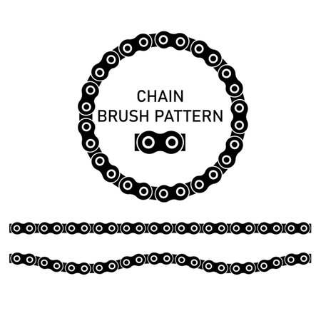 Chains. Vector illustration. Chain icons, parts, circles of chains metal, chain links brush pattern&#x9;のイラスト素材