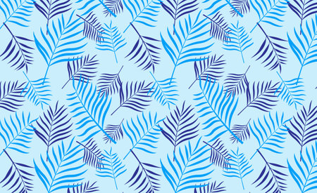 blue palm leaf pattern, tropical leaves pattern vector
のイラスト素材