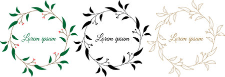 Hand drawn floral frames with flowers, branch and leaves. Wreath. Elegant logo template. Vector illustration for labels, branding business identity, wedding invitationのイラスト素材