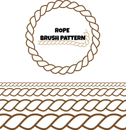 Rope brushes set. Rope frame design elements. Seamless marine rope texture for decoration&#x9;&#xD;&#xA;のイラスト素材