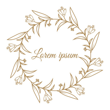 Hand drawn floral frames with flowers, branch and leaves. Wreath. Elegant logo template. Vector illustration for labels, branding business identity, wedding invitationのイラスト素材