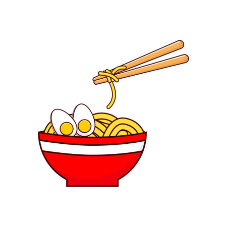 Ramen Creative Premium Illustration Design, Best Delicious Asian Food Vectorのイラスト素材