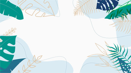 leaf boho abstract liquid background color blue bohemian style template&#x9;のイラスト素材
