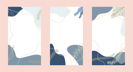 leaf boho abstract liquid background color blue bohemian style template vectorのイラスト素材