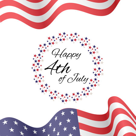 4th of july independence day background with stars and flagのイラスト素材