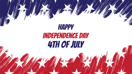 happy independence day american with grungy flag style gereting for social media postのイラスト素材