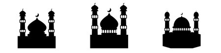mosque black silhouette islamic building prayerのイラスト素材