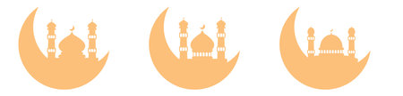 mosque black silhouette islamic building prayerのイラスト素材