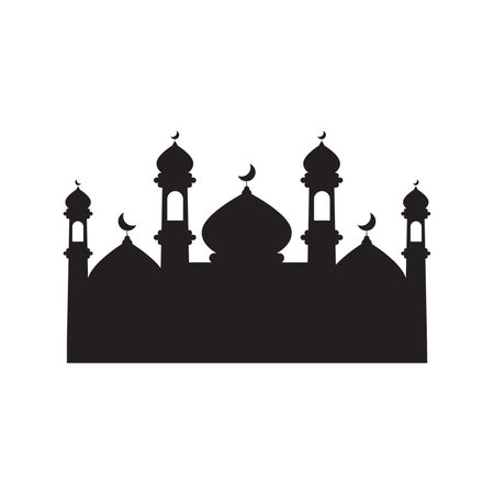 mosque black silhouette islamic building prayerのイラスト素材