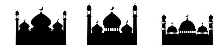 mosque black silhouette islamic building prayerのイラスト素材