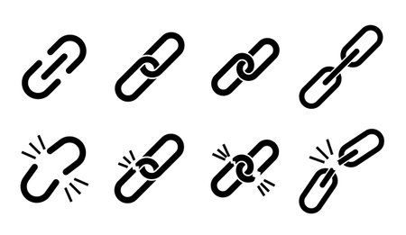 chain link set icon fine link and broken chain linkのイラスト素材