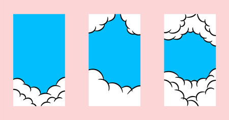 cartoon cloud sky outline template backgroundのイラスト素材