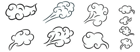 curl cloud smoke cartoon effect vectorのイラスト素材