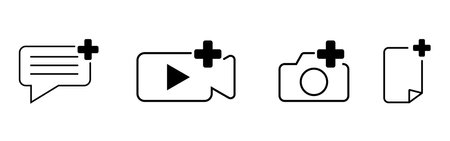 add new post video image photo comment icon for social mediaのイラスト素材