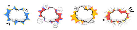 boom smoke effect blank page comic page panelのイラスト素材