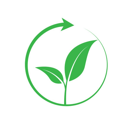 green energy logog with circle and sprout new leafのイラスト素材